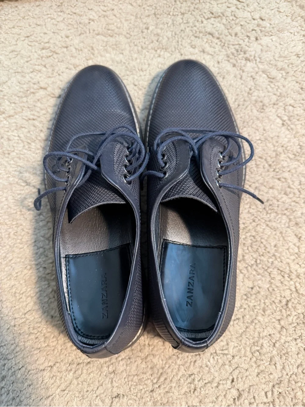 Zanzara Men’s Navy Textured Lace-Up Dress Shoes